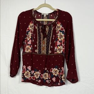 Floral Burgundy Women's Top